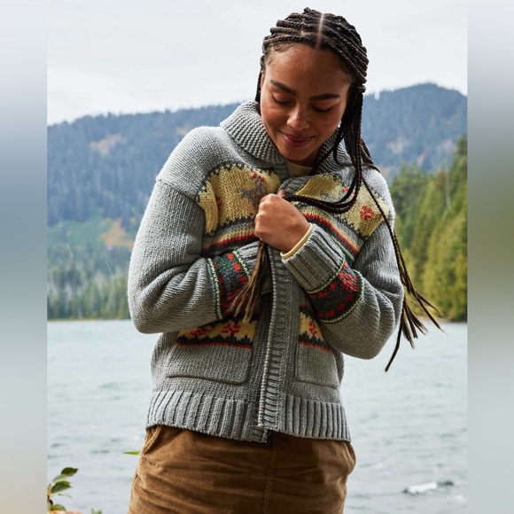 Toad&Co Sweaters - NWT Toad & Co Colorful Nitsa Zip CHICKENS Cardigan 😍 100% Recycled Materials